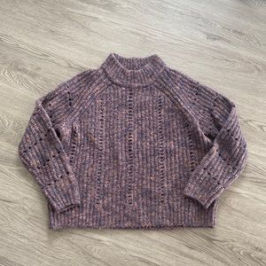 Madewell Pointelle Mockneck Pullover Sweater Purple Size Small